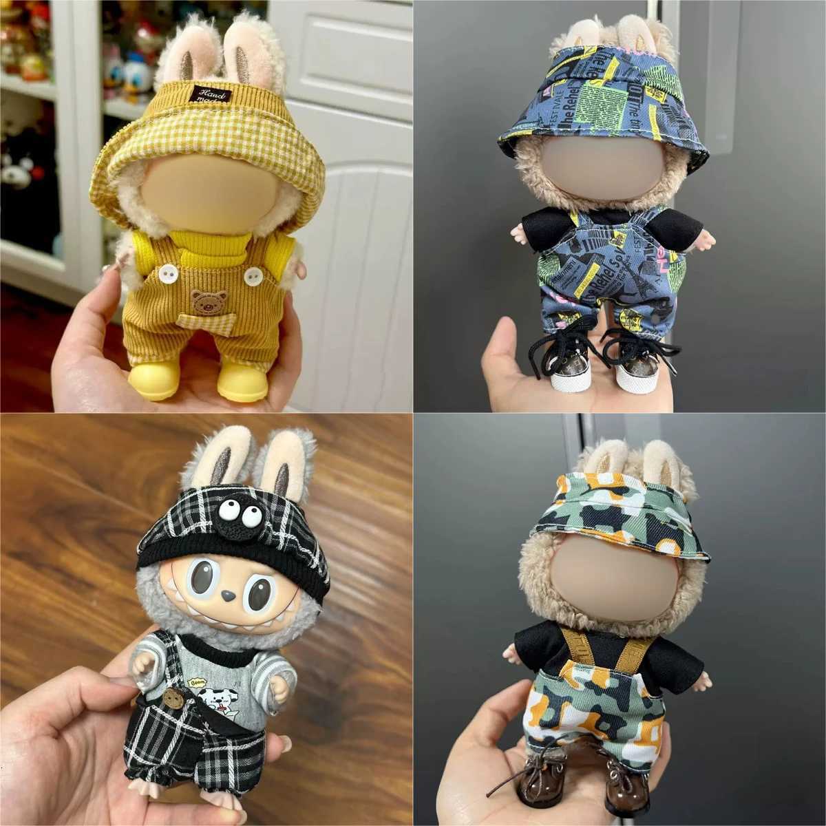 For 17cm Labubu Idol Lovely Casual Stylish Suits Dresses Hats set Mini Plush DollS Clothes Outfit Accessories Clothing GiftT260304