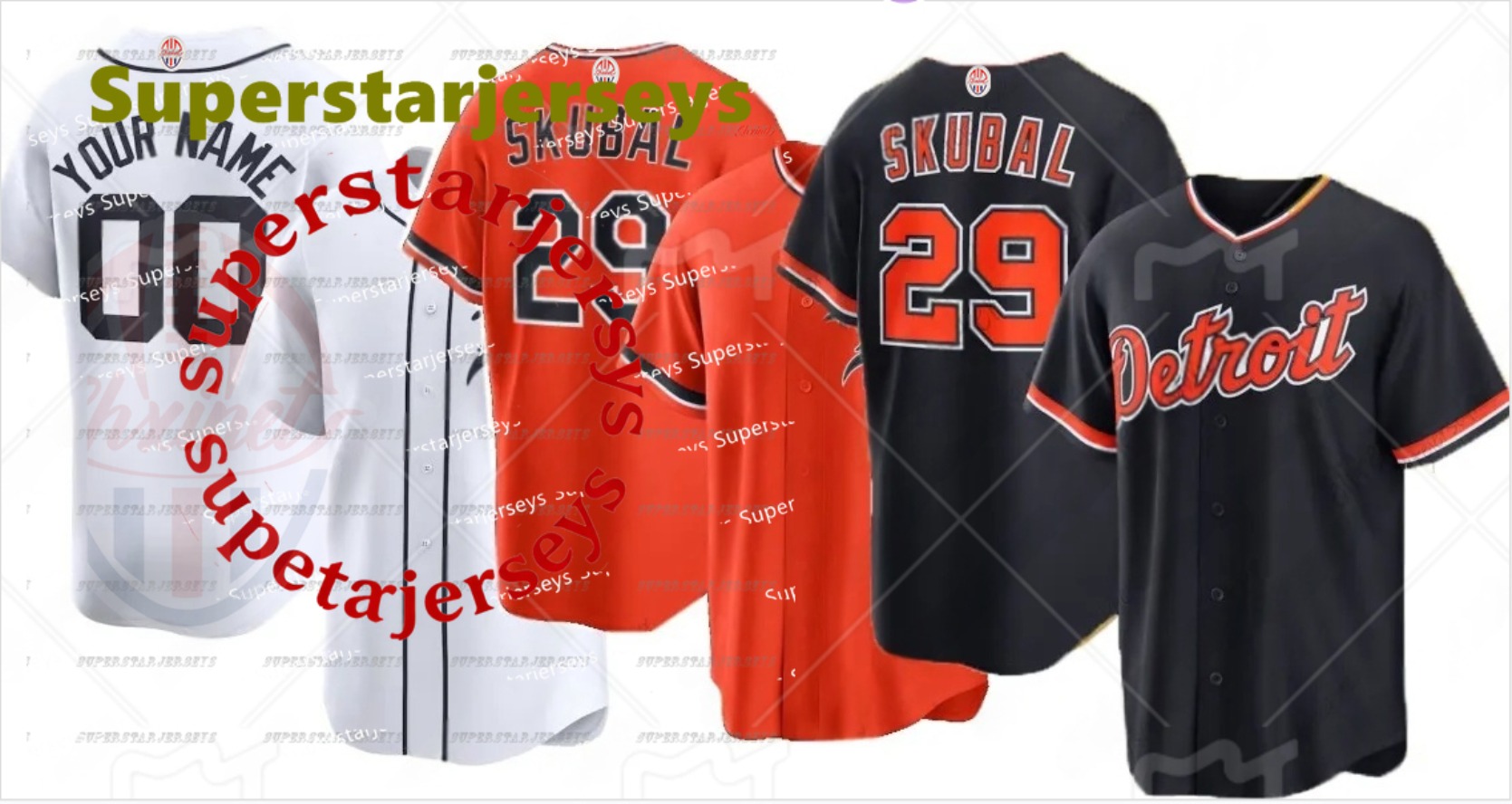Tarik Skubal 29 Spencer Torkelson 20 Riley Greene 31 Javier Baez Keith Matt Vierling Miguel Cabrera Personalized Superstarjerseys Baseball Jersey Any Number Name
