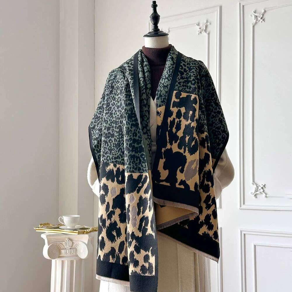 Luxury Faux Cashmere Scarf for Women Warm Thick Shawl Autumn Winter Pashmina Blanket Poncho Fashion Print XJ260304