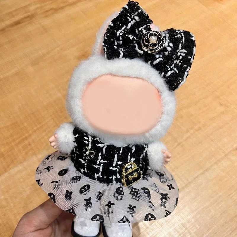 Labubu 15-17cm Luxury Dress Set - 2-Piece Tweed Top & Monogram Tulle Skirt, Doll OutfitT260304