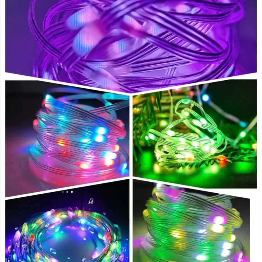 5M20M 5V USB WS2812B Bluetooth LED String Fairy Lights Dreamcolor RGB IC DIY Party Festival Tree Lights Wedding Decoration Lamp H260304