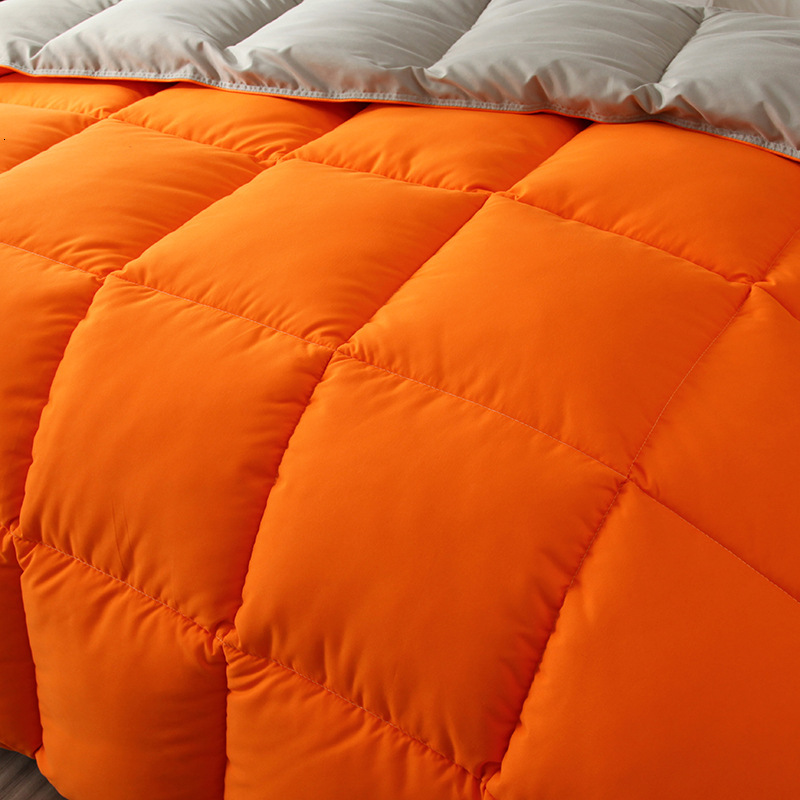 Warm Spring/Autumn Quilt with Down-Like Fiber, Anti-Pilling, Solid Color Two-Tone Antibacterial Quilt