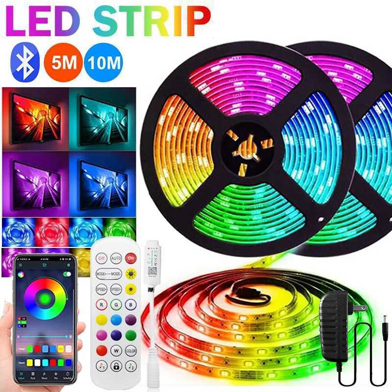 LED Strip Light RGB 5050 Music Sync Color Changing Led Lights App control DC12V Flexible Lamp Tape for Room Decor with EU Plug H260304