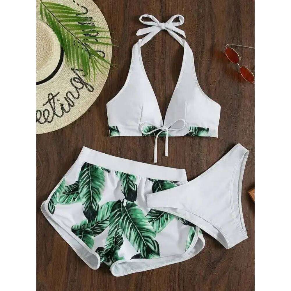 3 Pieces Bikinis Set Women Push-up Bandeau Low Waist Swimsuit Beachwear Bathing Suit 2025 Beach Wear Brazilian Biquinis Y260303