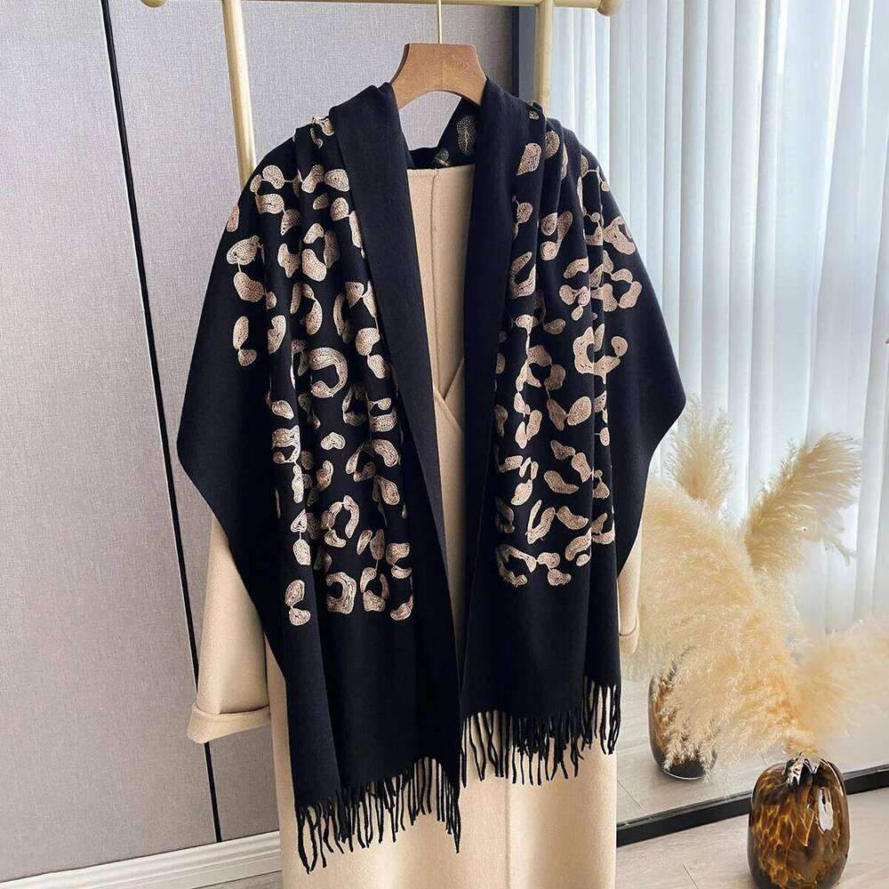 2025 Luxury Warm Poncho Cashmere Winter Women Scarves Embroidery Shawl Wraps Female Thick Pashmina Blanket Bufanda Echarpe Scarf XJ260304