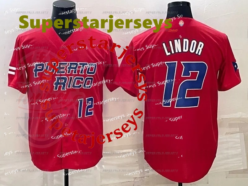 Custom Jersey Team Puerto Rico 2023 World Baseball Classic WBC Francisco Lindor Carlos Correa Javier Baez Edwin Diaz Marcus Stroman Enrique Hernandez 