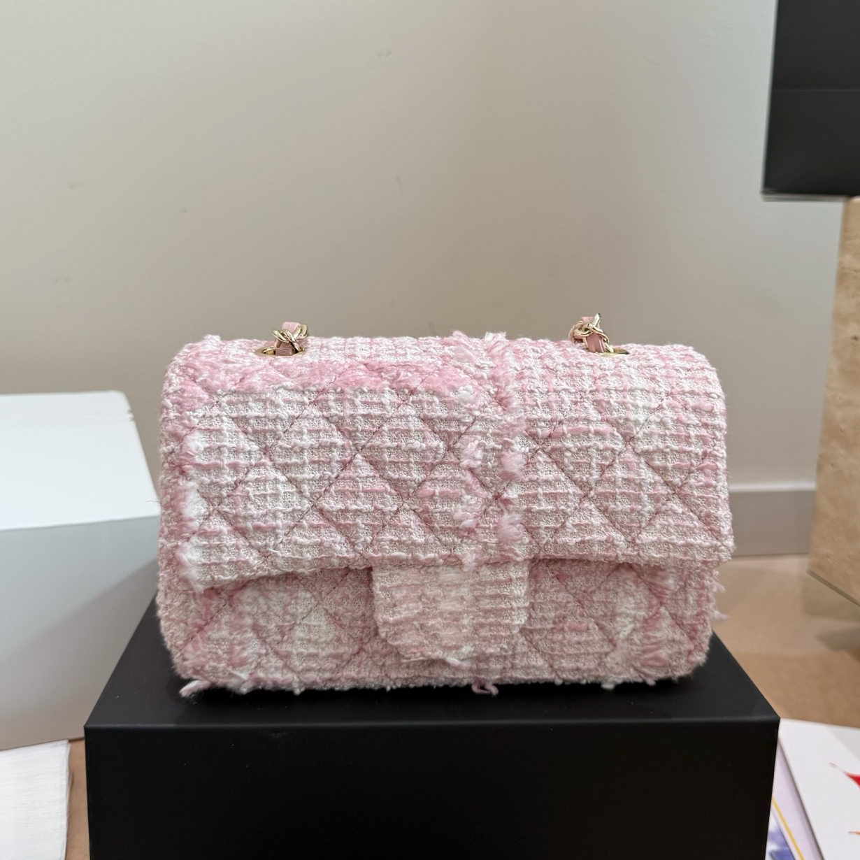 Luxury Sqaure Gold Metal Hardware matelasse Chain Crossbody Shoulder bag Ladies Classic Mini Flap Tweed Quilted Bags Designer Turn Lock Designer Handbag