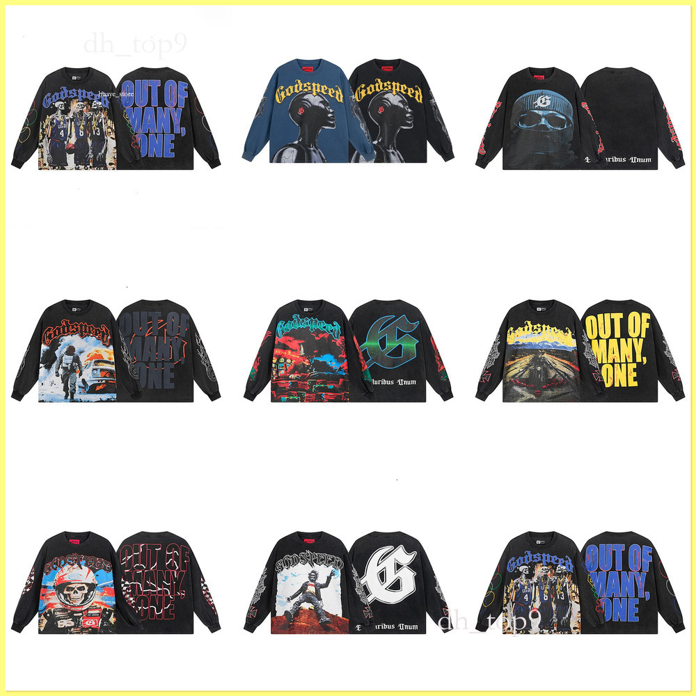 Men's T Shirts Top Long Sleeve Multi Versions God Speed T-shirt Men Women Black Blue Apricot Shirt Classic Streetwear Clothes Tops Free delivery God speed hoodie 5e 6f