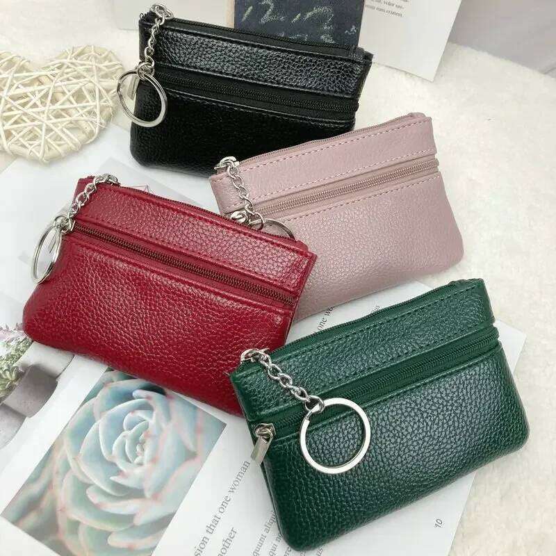 2024 New Leather Purse Women Mini Change Purses Kids Coin Pocket Wallets Key Chain Zipper Pouch Card Holder Wallet C260304