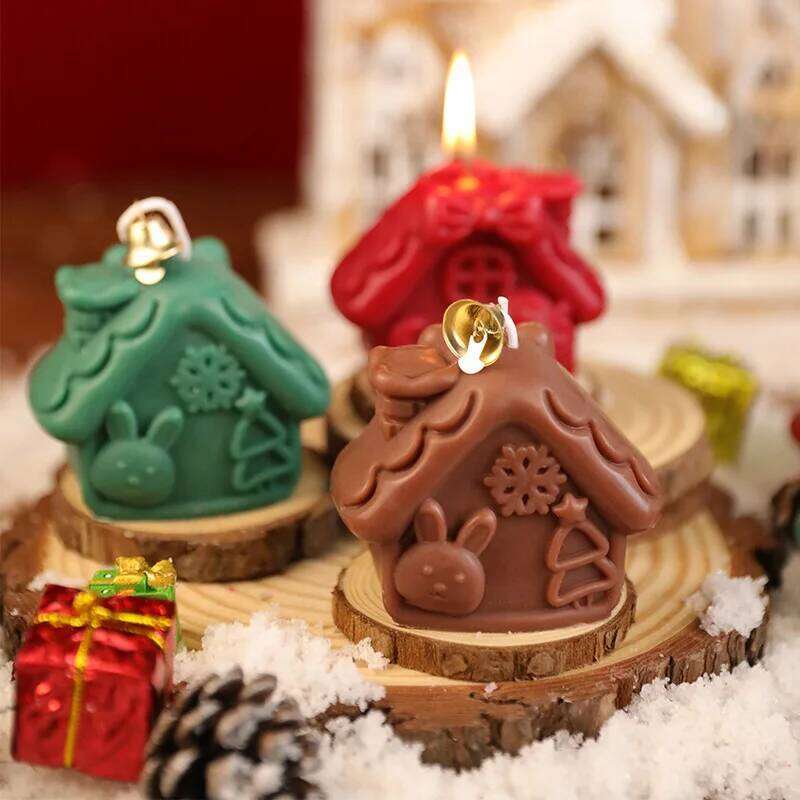 House Scented Candles for Room Decoration, Festive Christmas Cabin-Shaped Candles, Home Decoration Ornaments W260304