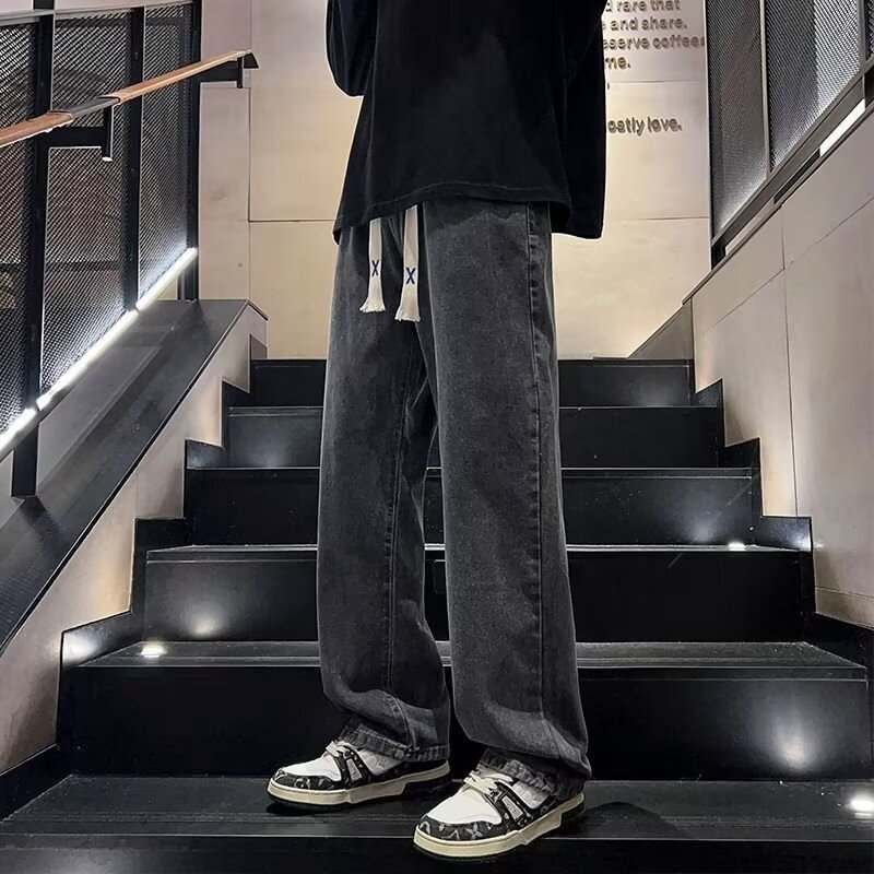 Vintage American-style Men's Designer Pants Jeans Straight Loose Fit Trendy High Street Wide-leg Pants New Autumn Long Trousers