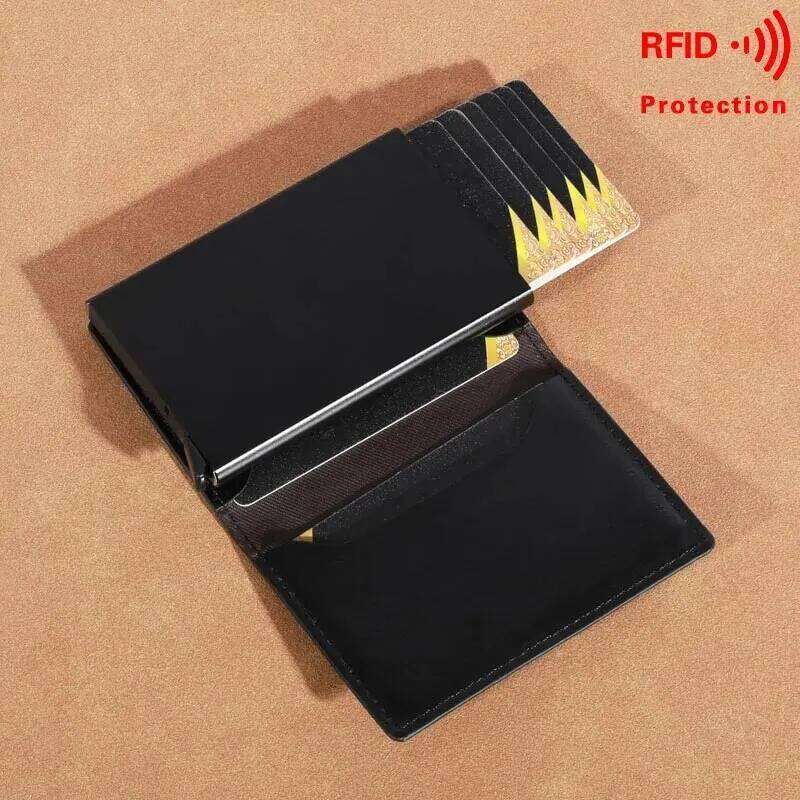 Custom Card Holder Wallets Rfid Black Carbon Fiber Leather Minimalist Wallet GiftsFor Men Personalized Male Purses C260304