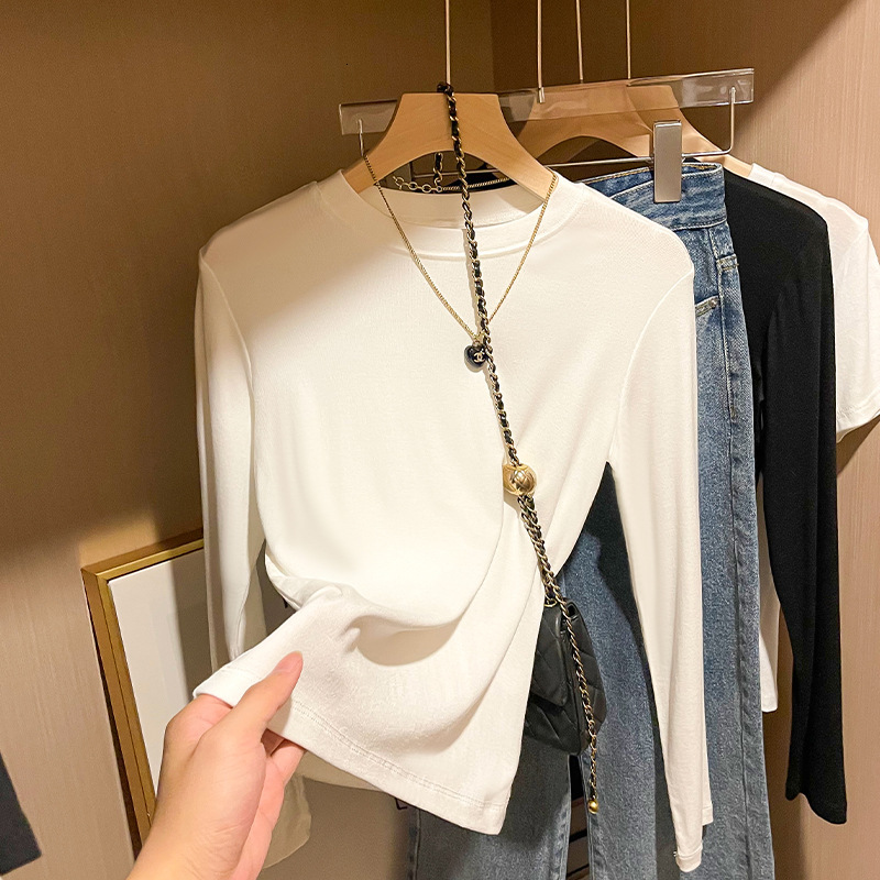 Warm Fleece-lined Long-sleeve T-shirt Polo Shirt For Designer Shirt Women Base Layer Top Basic Round-neck Top For Designer Hoodie Spring 2026