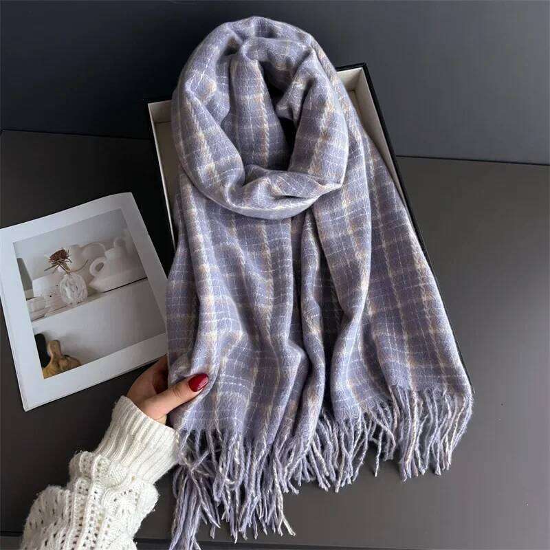 Winter Warmer Scarf For Women Men Retro Thickened Neck Tassel Pashmina Shawl Faux Cashmere Warps Autumn Elegant Ladies Blanket XJ260304