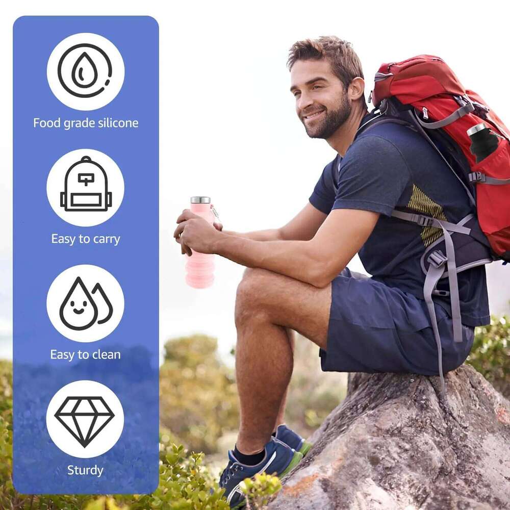 1pcs Portable Silicone Water Retractable Folding Coffee Bottle Cups E Outdoor Travel Tools Collapsible Sport Bottles S260303