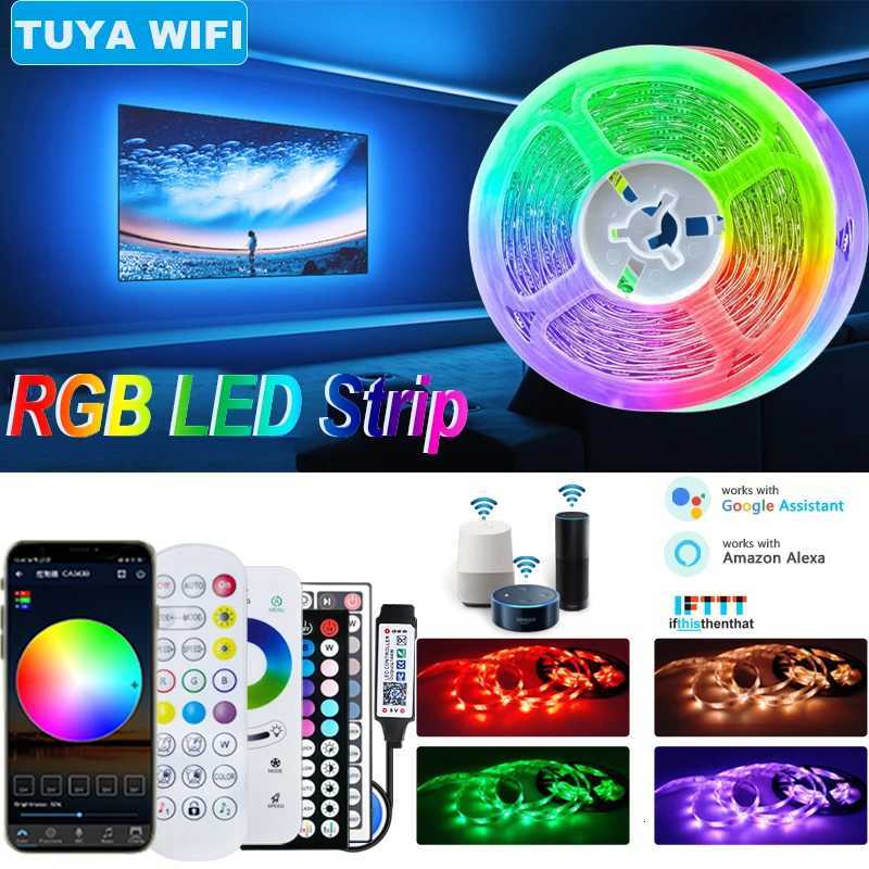 Smart Tuya WiFi LED Strip Lights USB 5050 RGB Lamp Tape PC TV Backlight Room Light Christmas Decor Work With Alexa Google H260304