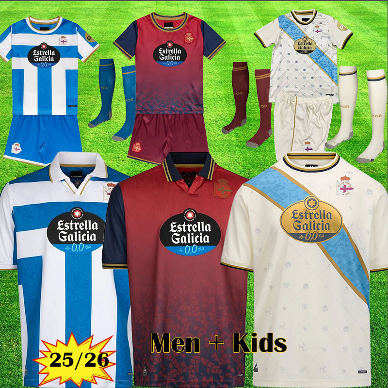 Deportivo La Coruna 2025 2026 Soccer Jerseys 25 26 Retro Football Shirts Tops Kits YEREMAY MULATTIERI MELLA Men Kids Uniforms Coruna 3XL 4XL