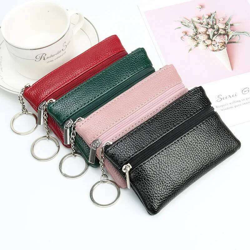 2024 New Leather Purse Women Mini Change Purses Kids Coin Pocket Wallets Key Chain Zipper Pouch Card Holder Wallet C260304