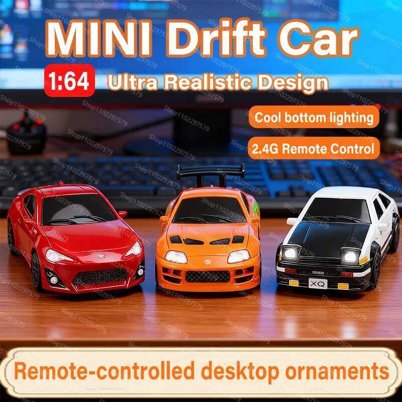 New 1:64 Stunt Drift Car 2.4G Remote Control Professional Alloy Plastic Simulation Construction Vehicle For Kid Desk Decora Toys Z260303