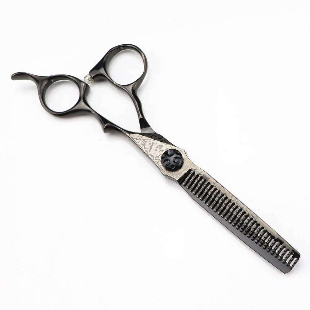 Professional 6 '' Black Damascus hair screw cutting barber tools haircut thinning shears hairdressing scissors H260303