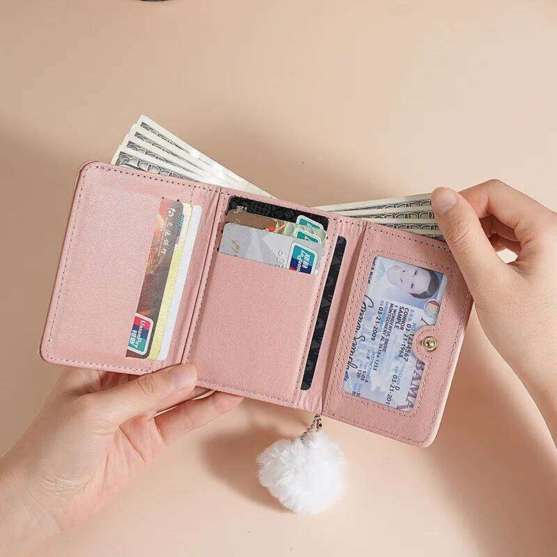 Three-fold short women's portable and cute cartoon wallet, holder, ultra-thin small card bag, integrated student ch C260304