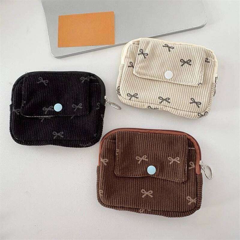 Kawaii Corduroy Coin Purse Square Hasp Zipper Mini Wallet Cute Bag for Money Card Lipstick C260304