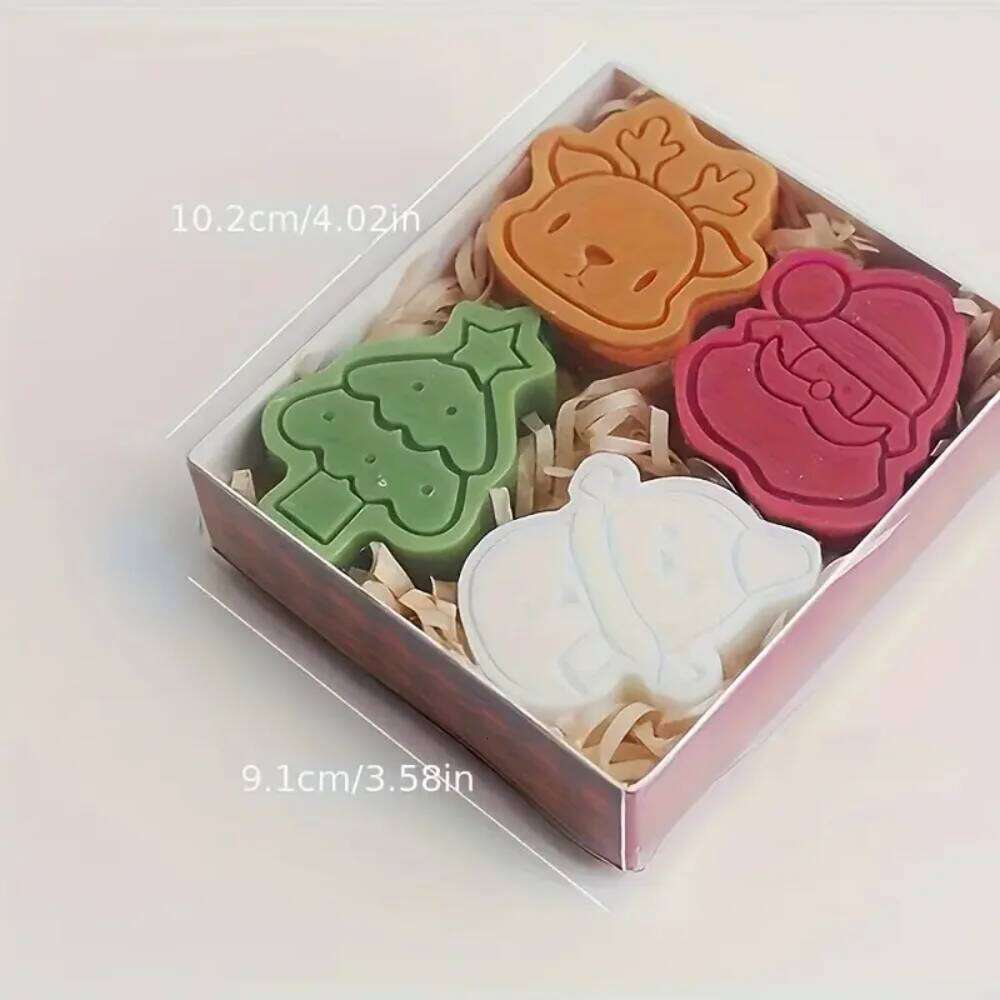 4-Piece Series Scented Candles: Christmas Decorations, Suitable for New Year Festive Fireplaces, Soy Wax, W260304