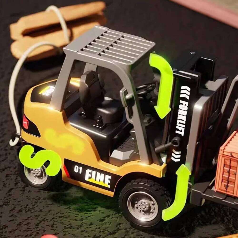 Mini Alloy Forklift 1/64 RC Engineering Vehicle Bluetooth Remote Control Toy With Multiple Brackets Detachable HG4 For Children Z260303