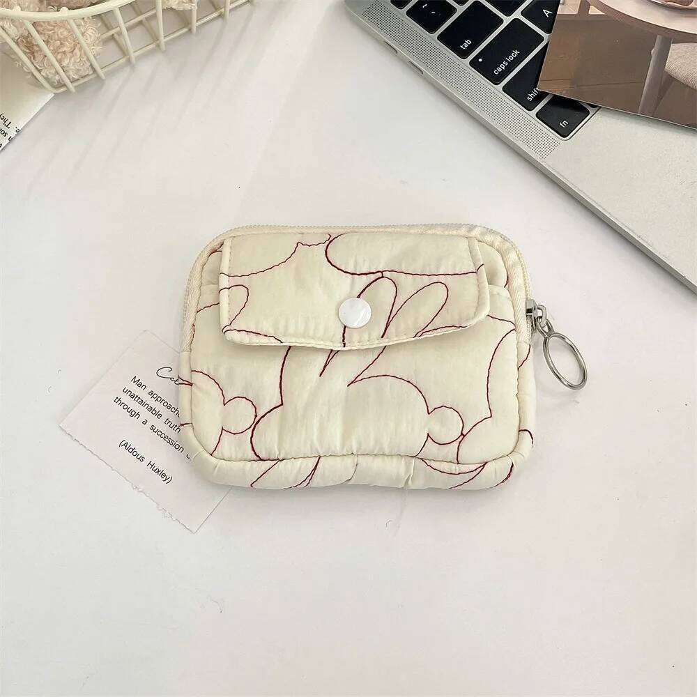 Kawaii Floral Coin Purse Korean Style Multifuctional Small Makeup Lipstick Jewelry Packing Bag Cartoon Printing C260304