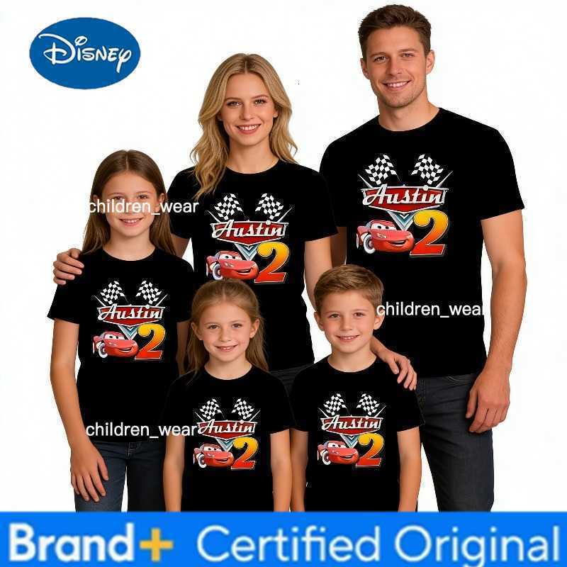 Disney 2026 New Animation Lightning McQueen Printed Childrens Adult Parent Child T-shirt Fashion Quick Drying Casual Top H260304