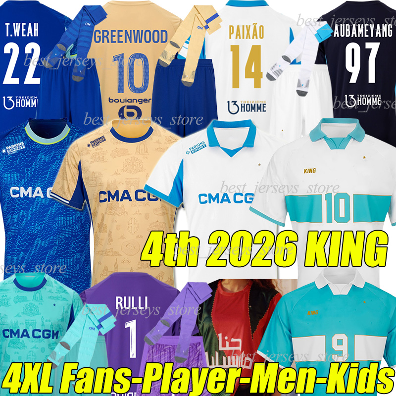 4XL MaRsEille 25/26 OM KING soccer jerseys AUBA PAIXAO GREENWOOD GOUIRI T.WEAH TRAORE ANGEL HOJBJERG MURILLO maillot foot RULLI football shirt men kids kit socks sets