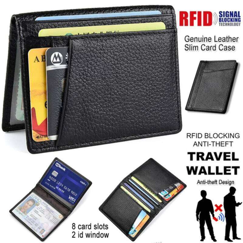 8 Slots Slim Genuine Leather Mini Credit Holder Wallets Purse Thin Small ID Card Holders Men Wallet C260304