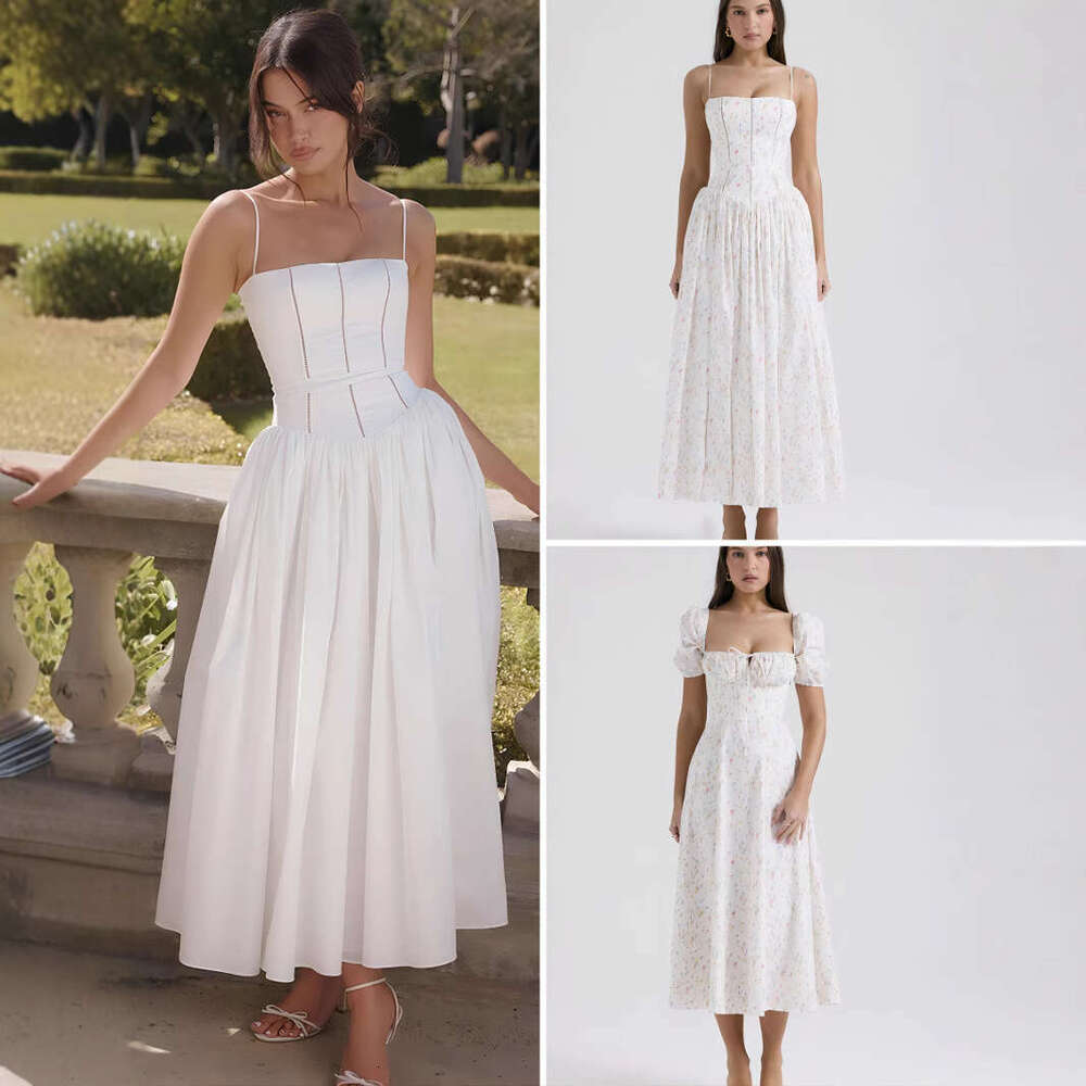 Fairy-like, fashionable, high-end French-style gentle floral camisole dress that is slimming