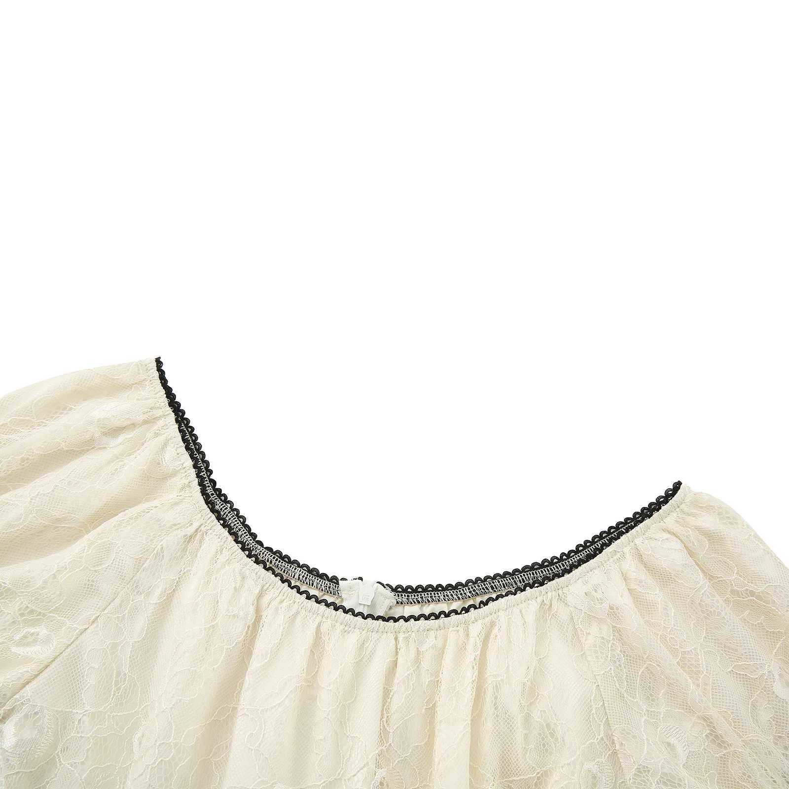 2024 Sweet Fairy Grunge Lace A Line Dresses Summer Women Patchwork Puff Sleeve Kawaii Dress Aesthetic Outfits M260304