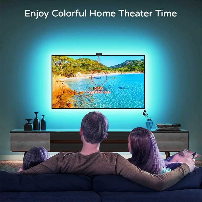 Smart LED TV Backlight Strip with AR Color Sensor App Controller with Music Sync RGB Ambient Light for 55 to 85 Inch Screen H260304