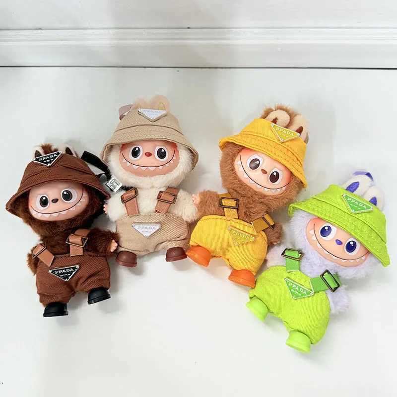 10cm Labubu V4 Overalls & Hat Set, 8-Color Mini Doll Outfits for DIY Christmas Gifts & AccessoriesT260304