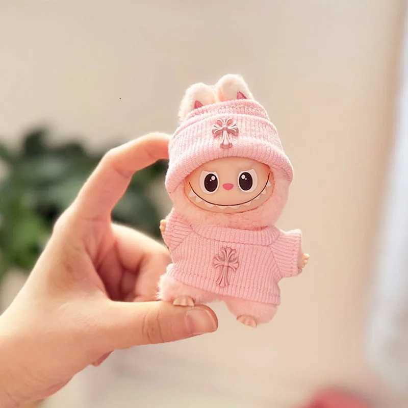 Labubu 4.0 10cm Knit Set - Elastic Cross Sweater & Beanie for Mini Dolls, Replacement ClothesT260304