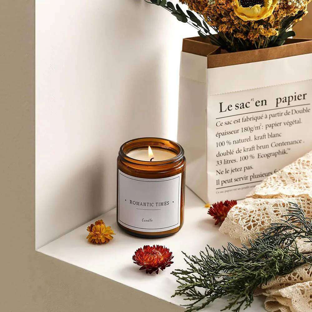 8oz Amber Glass Jars with Black Lids - For Candle Making, Food Storage, Canning, Spices, Liquids W260304