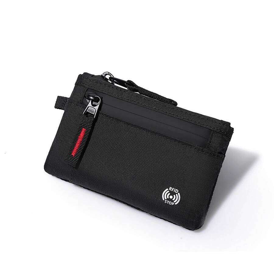 Credit Holder Men Wallets Luxury Nylon Slim Wallet Zipper Key Card Case Male Tactical Coin Purse With Carabiner C260304