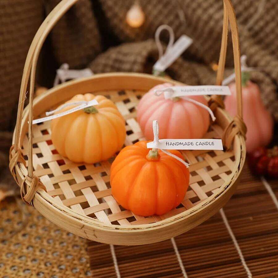 1pc Pumpkin Shaped Scented Candle Handmade Wax Home Party Table Decoration for Decorations and Halloween Gifts W260304