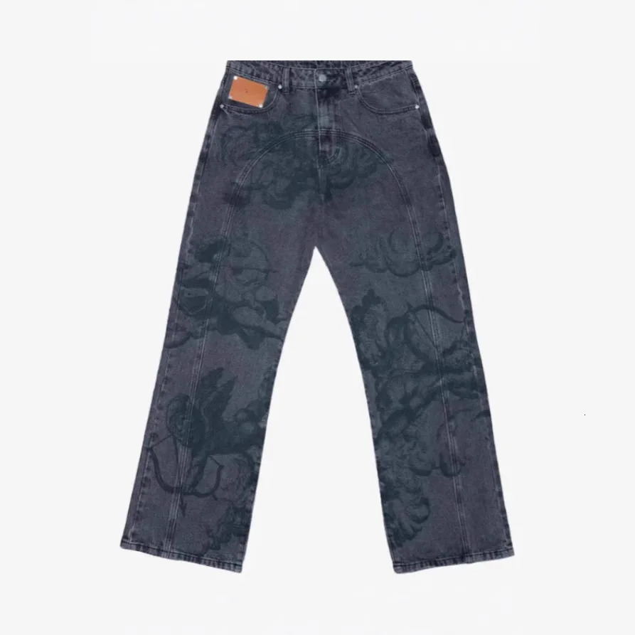 Mens Jeans Harajuku Y2K Angel Baggy Denim Pants Retro High Street Print Loose Straight Fit American Hip Hop Streetwear 260228