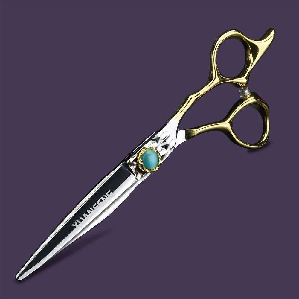XUANTENG Golden 6-inch hair green agate screw cutting scissors, and thinning scissors set H260303