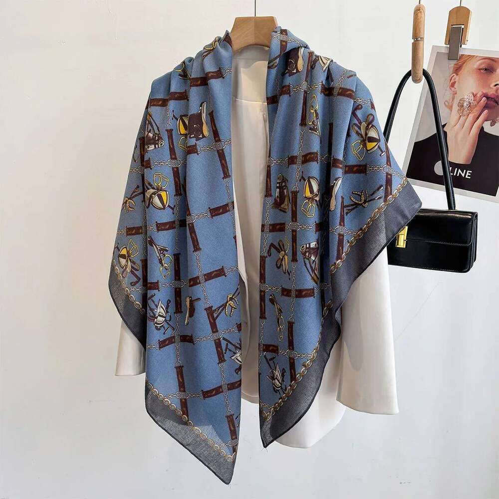 130*130cm Large Shawl Beach Wraps Women Luxury Printed Square Scarf Retro Scarves Bandanas Elegant Hijab XJ260304