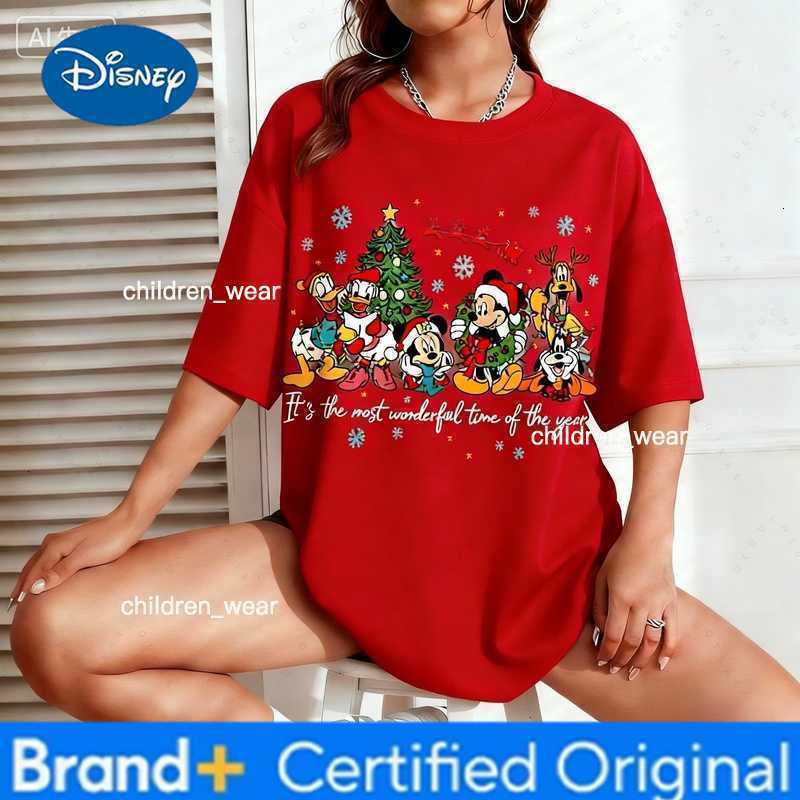 Disney 2026 Mickey And Minnie Gradient Graphic Printed Cotton T-Shirt Sweat Absorbing Family T-Shirt Clothing For Parents And Children H260304