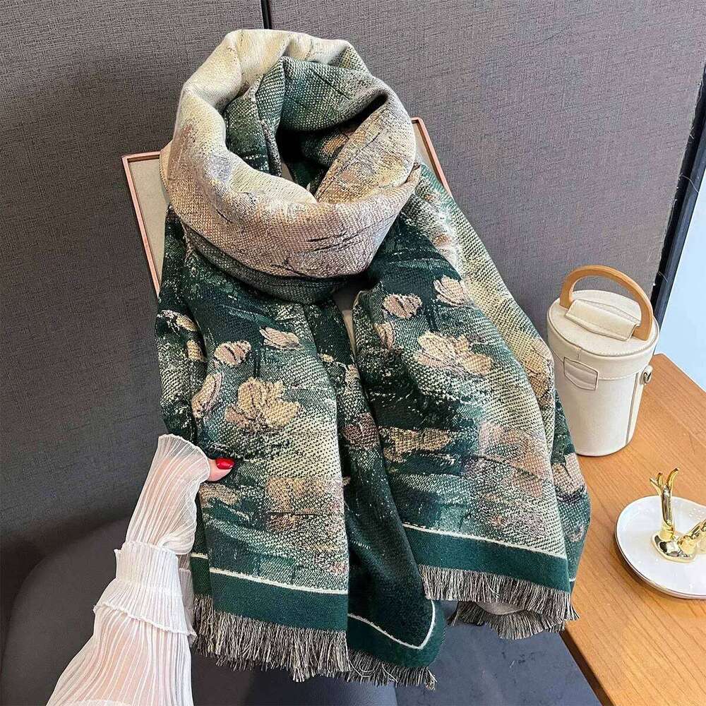 Autumn/Winter Warm Scarf 185*65cm Luxury Tassel Shawl Women's Imitation Cashmere Thickened Warps Coldproof Windproof Blanket XJ260304