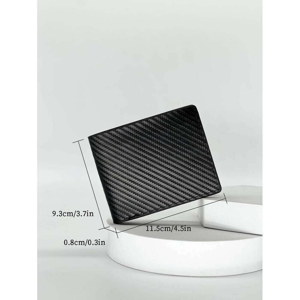 Fashion Trend New Business Casual Students Simple Men's Short Carbon Fiber with Card Slot Wallet C260304