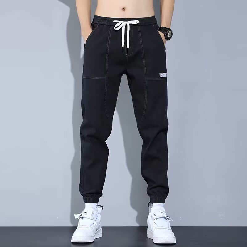 Spring Designer Pants And Autumn Men's Jeans New Trendy Brand Casual Pants Men's Loose Large Size Cuffed Nine-point Harem Pants
