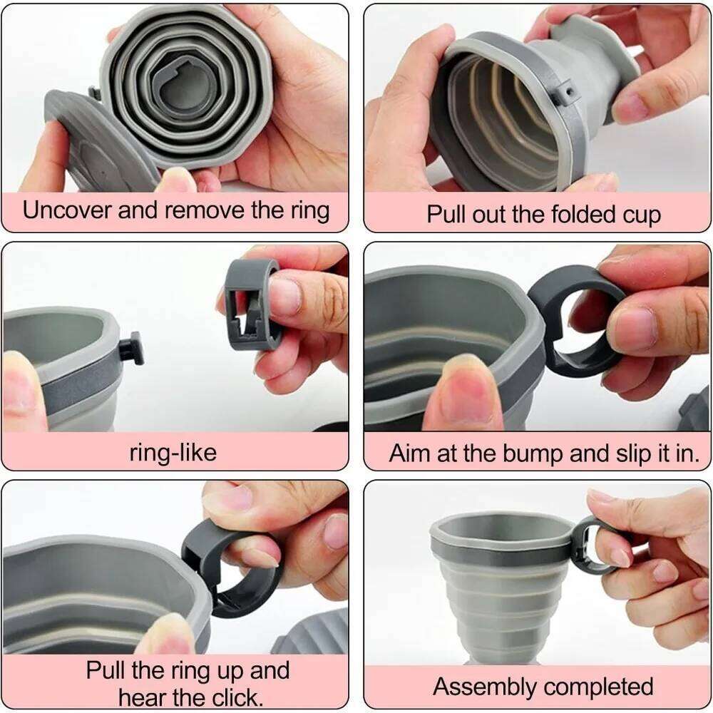 Plastic Folding Reusable Silicone Coffee Cup, Portable Cup Set, Suitable for Camping and Hiking Easy To Clean S260303