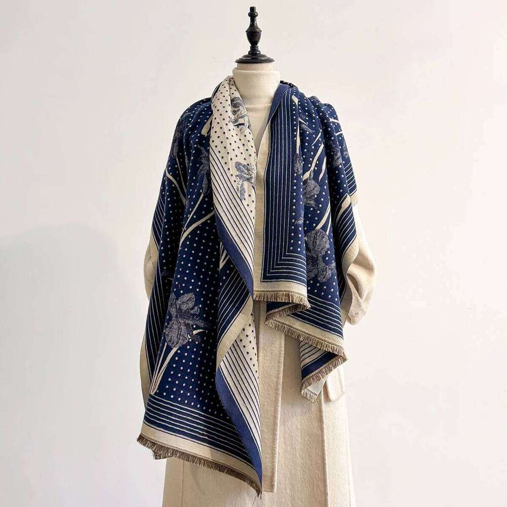 2025 Elegant Ladies' Jacquard Pashmina Cashmere Winter Thick Warm Two-Sided Shawl Coldproof Windproof Blanket Scarf XJ260304