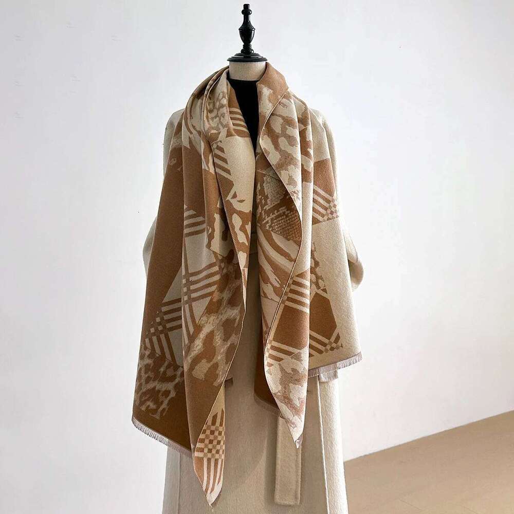 Women's Leopard Print Pattern Scarf, Pashmina Shawls, Lady Wraps, Thick, Warm, Cashmere, Imitation, Female, Winter XJ260304